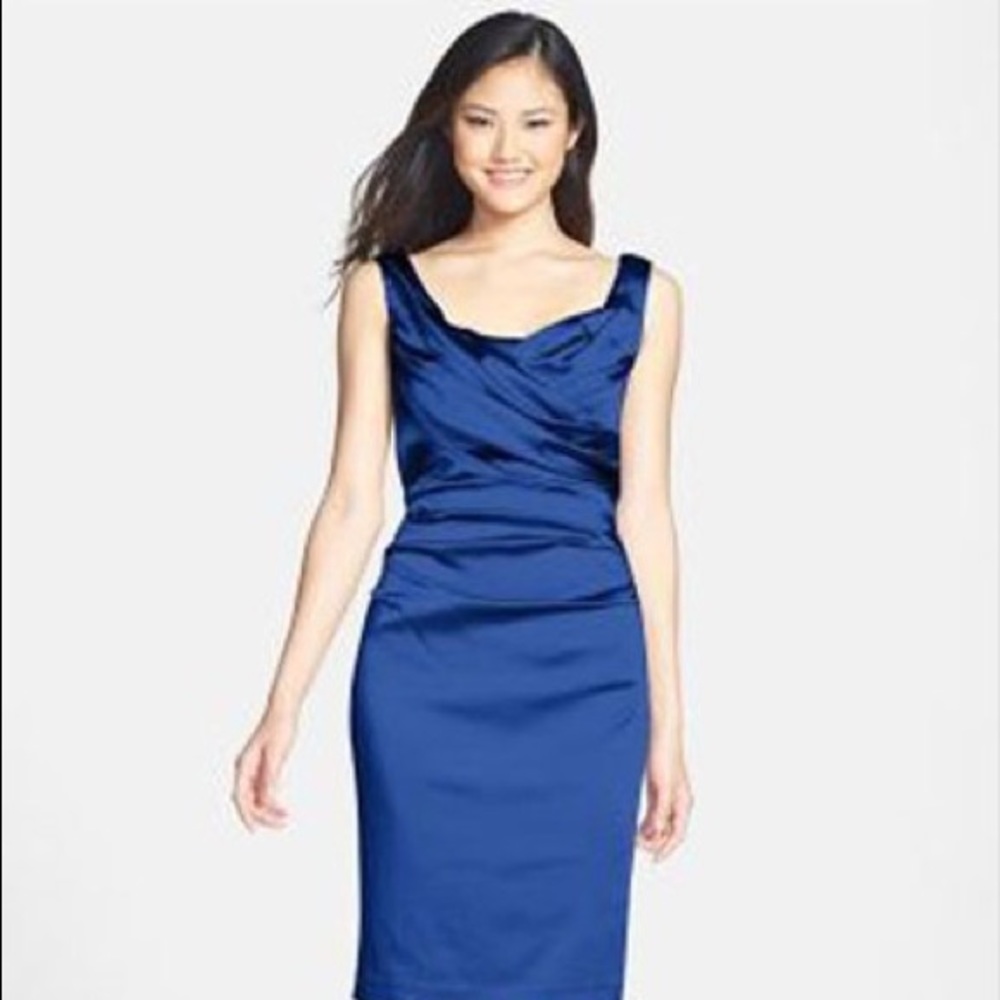 Suzi Chin for Maggy Boutique blue satin dress